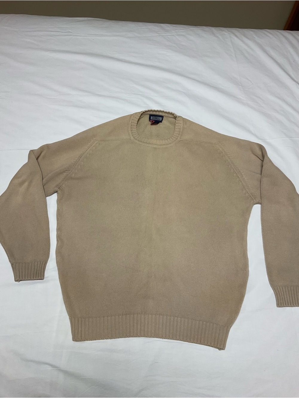 Men’s 100% Cotton Lands End Khaki Crewneck Sweater. Size XL
